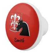 Medieval Red en Black Knight and Shield Keramische Knop (Rechts)