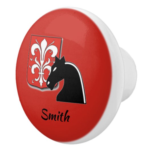 Medieval Red en Black Knight and Shield Keramische Knop (Rechts)