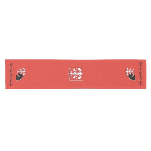 Medieval Red en Black Knight and Shield Korte Tafelloper (Horizontaal)