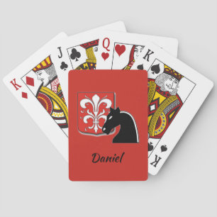 Medieval Red en Black Knight and Shield Pokerkaarten