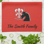 Medieval Red en Black Knight and Shield Theedoek (Gevouwen)