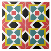 Medieval Red Green Black Saltire Cross Patroon Tegeltje (Voorkant)