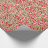 Medieval Red White Beige Wreated Leaves Romanesque Cadeaupapier (Hoek)