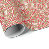 Medieval Red White Beige Wreated Leaves Romanesque Cadeaupapier (Rol Hoek)