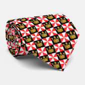 Medieval Red White Faux Gold Crown Pattern Stropdas (Opgerold)