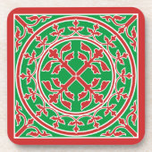 Medieval Red White Wreath Leaves Romanesque Bier Onderzetter (Voorkant)