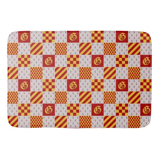 Medieval Red Yellow Vair Ermine Heraldic Badmat (Voorkant)