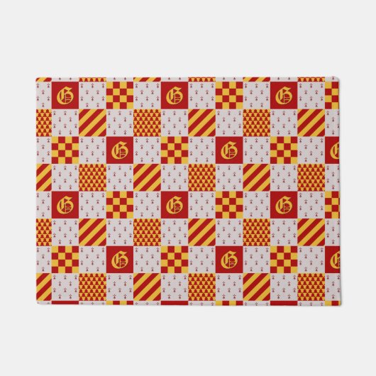 Medieval Red Yellow Vair Ermine Heraldic Pattern D Deurmat (Voorkant)