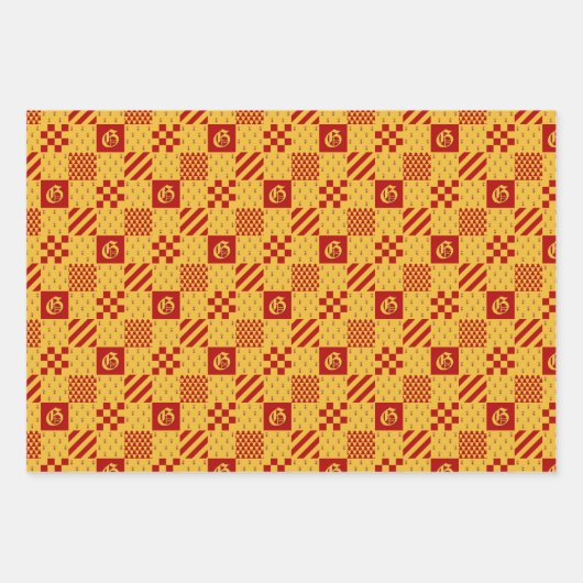 Medieval Red Yellow Vair Ermine Heraldic Pattern Inpakpapier Vel (Voorkant)