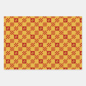 Medieval Red Yellow Vair Ermine Heraldic Pattern Inpakpapier Vel (Voorkant 3)