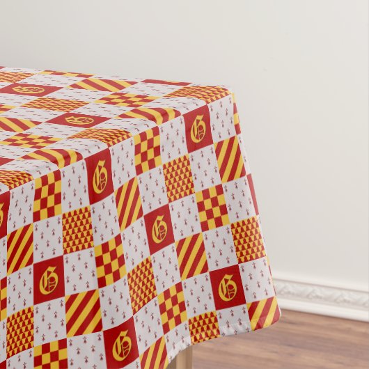 Medieval Red Yellow Vair Ermine Heraldic Pattern Tafelkleed (Voorbeeld)