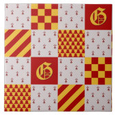 Medieval Red Yellow Vair Ermine Heraldic Pattern Tegeltje (Voorkant)