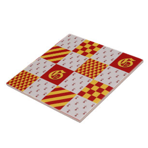 Medieval Red Yellow Vair Ermine Heraldic Pattern Tegeltje