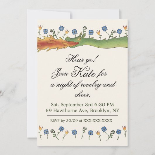 Medieval Ren Faire dragon Invitation Kaart (Voorkant)