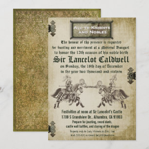 Medieval Renaissance Birthday Wedding Invitation Kaart