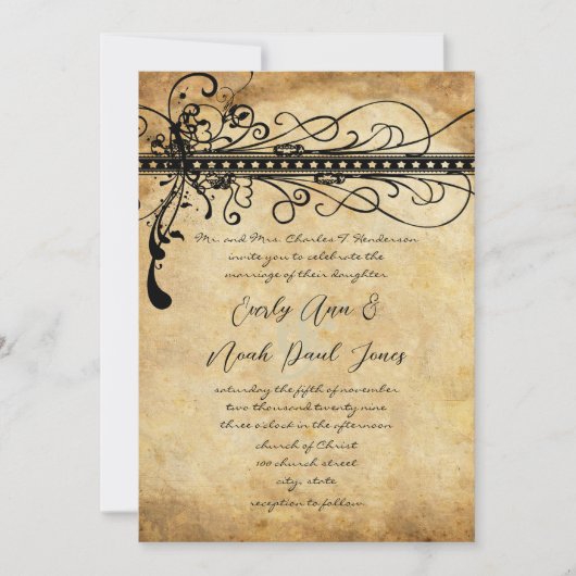 Medieval Renaissance Black Funky Elegant Swirls Kaart (Voorkant)