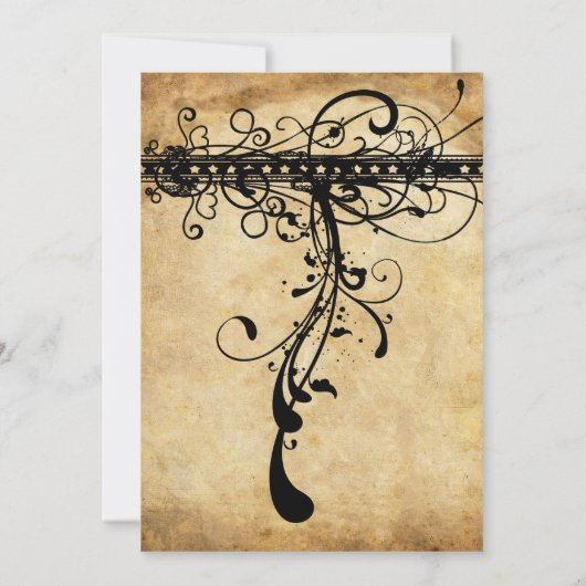 Medieval Renaissance Black Funky Elegant Swirls Kaart (Achterkant)