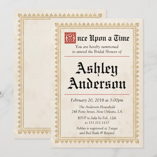 Medieval Renaissance Bridal Shower Kaart (Voorkant / Achterkant)