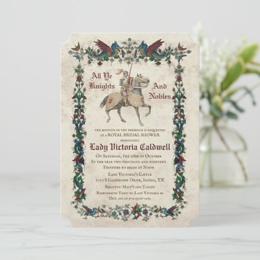 Medieval Renaissance Bridal Shower Kaart (Staand voorkant)