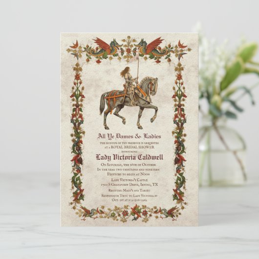 Medieval Renaissance Bridal Shower Kaart (Staand voorkant)