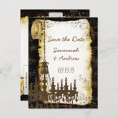 Medieval Renaissance Chandelier Save the Date Aankondigingskaart (Voorkant / Achterkant)