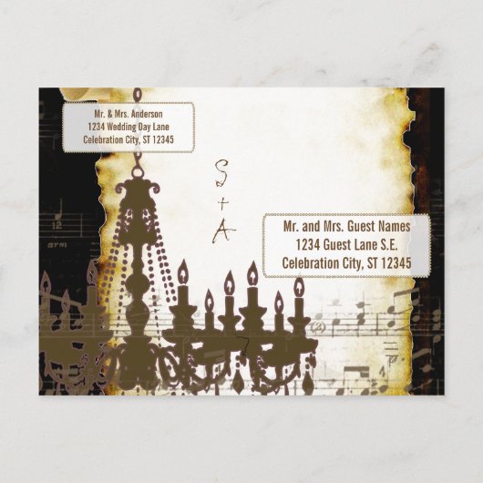 Medieval Renaissance Chandelier Save the Date Aankondigingskaart (Achterkant)