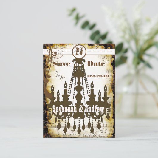 Medieval Renaissance Chandelier Save the Date Aankondigingskaart (Staand voorkant)