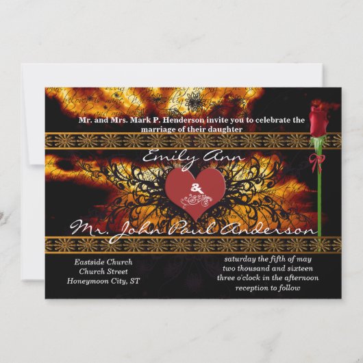 Medieval renaissance Clouds Wedding Invitations Kaart (Achterkant)