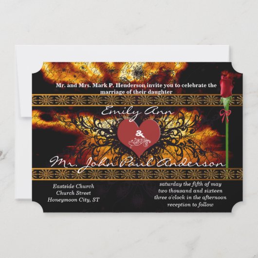 Medieval renaissance Clouds Wedding Invitations Kaart (Achterkant)