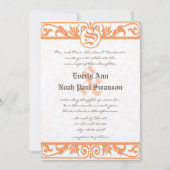 Medieval Renaissance Coral Damask Gray Wedding Kaart (Voorkant)