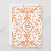 Medieval Renaissance Coral Damask Gray Wedding Kaart (Achterkant)