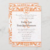 Medieval Renaissance Coral Damask Gray Wedding Kaart (Voorkant / Achterkant)