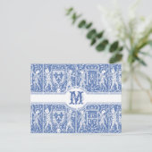 Medieval Renaissance Elegant Blue and White Briefkaart (Staand voorkant)