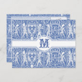 Medieval Renaissance Elegant Blue and White Briefkaart (Voorkant / Achterkant)