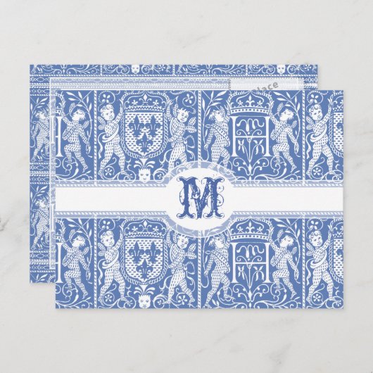 Medieval Renaissance Elegant Blue and White Briefkaart (Voorkant / Achterkant)