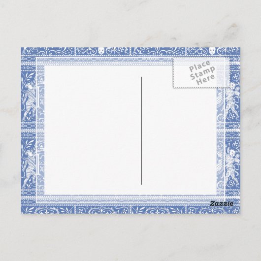 Medieval Renaissance Elegant Blue and White Briefkaart (Achterkant)