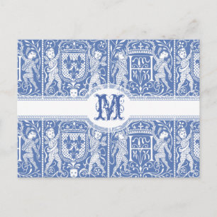 Medieval Renaissance Elegant Blue and White Briefkaart