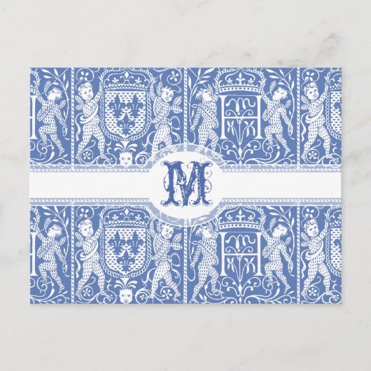Medieval Renaissance Elegant Blue and White Briefkaart (Voorkant)