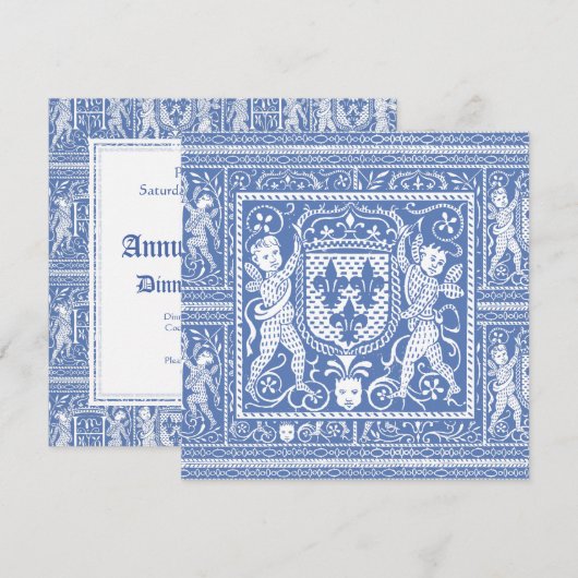 Medieval Renaissance Elegant Blue and White Kaart (Voorkant / Achterkant)