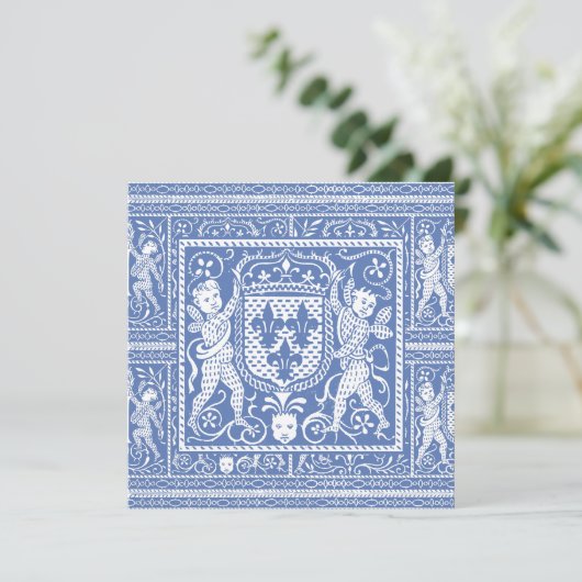 Medieval Renaissance Elegant Blue and White Kaart (Staand voorkant)