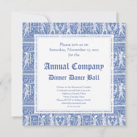 Medieval Renaissance Elegant Blue and White Kaart (Achterkant)