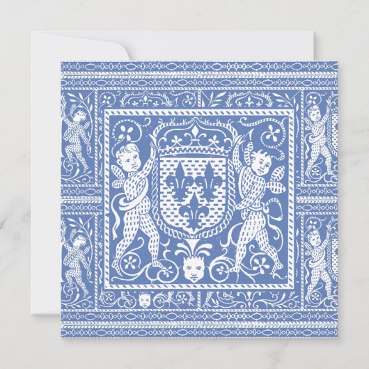 Medieval Renaissance Elegant Blue and White Kaart (Voorkant)