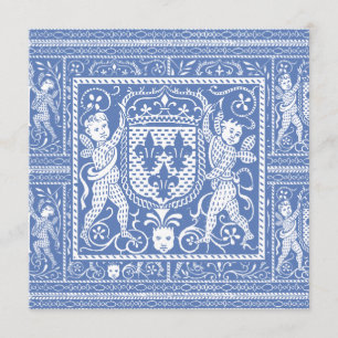 Medieval Renaissance Elegant Blue and White Kaart