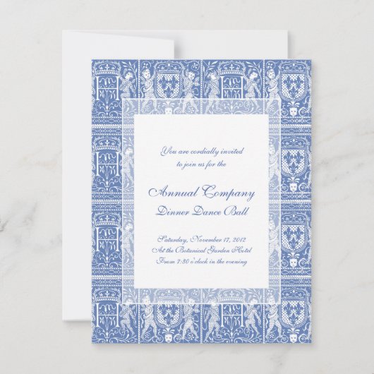 Medieval Renaissance Elegant Blue and White Kaart (Voorkant)