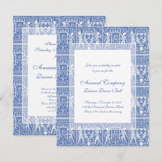 Medieval Renaissance Elegant Blue and White Kaart (Voorkant / Achterkant)