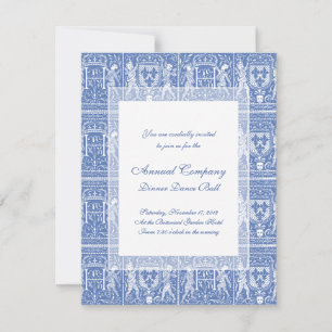 Medieval Renaissance Elegant Blue and White Kaart
