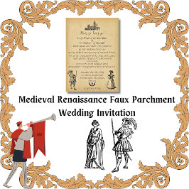 Medieval Renaissance Faux Parchment Wedding Kaart