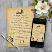 Medieval Renaissance Faux Parchment Wedding Kaart