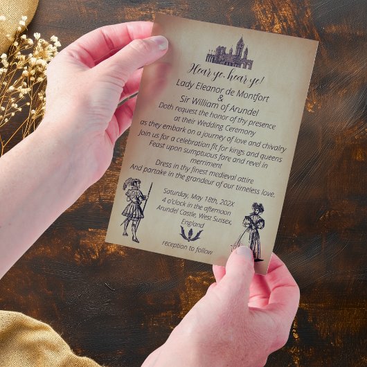Medieval Renaissance Faux Parchment Wedding Vellum Uitnodigingen