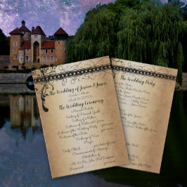 Medieval Renaissance Gold & Black Wedding Program Kaart